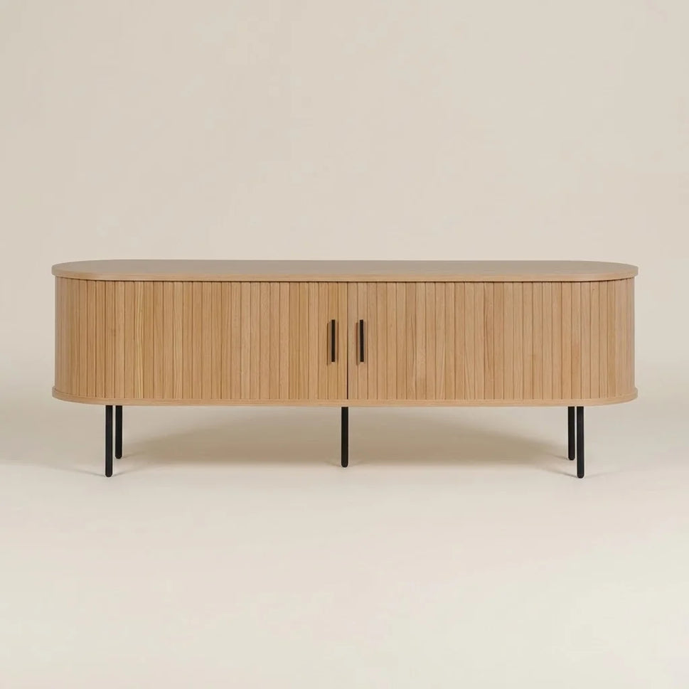 Alderwood Oak Finish Fluted TV Unit