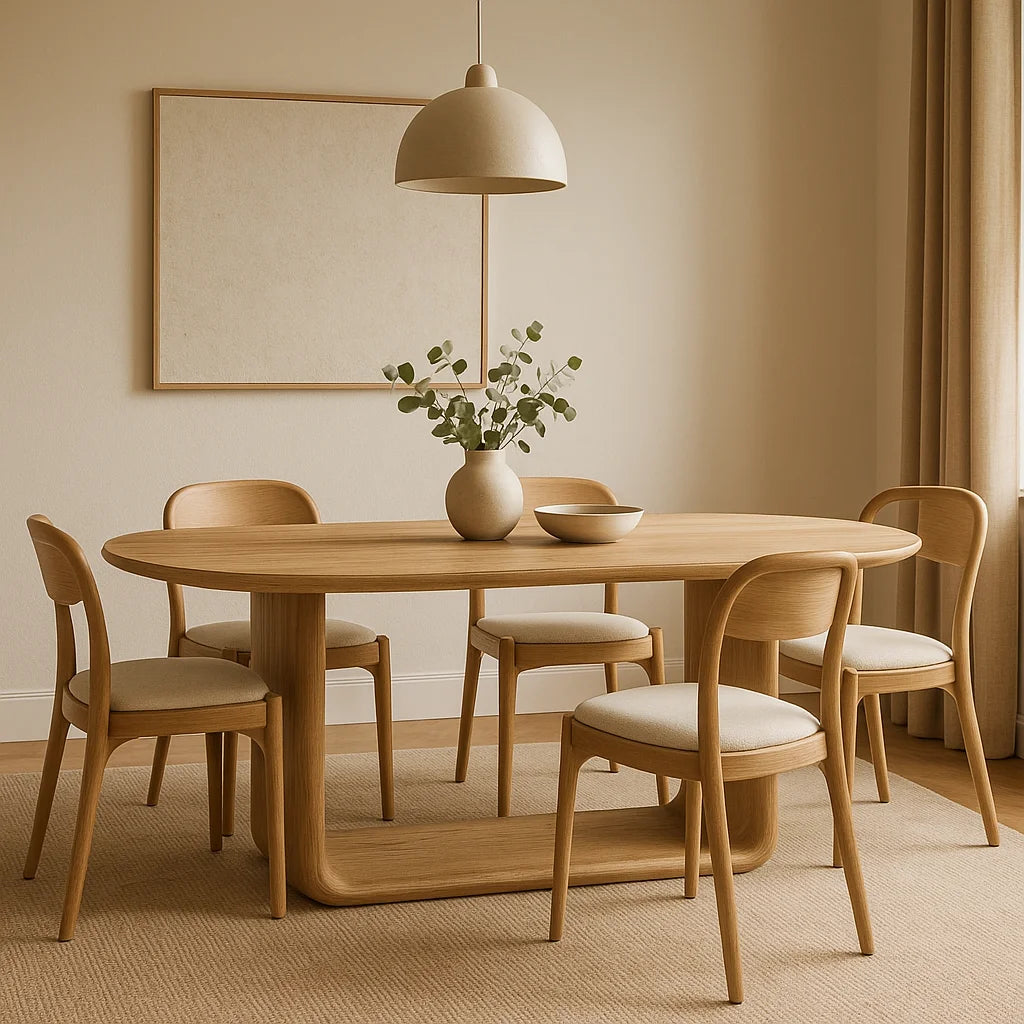 Almara Oval Solid Wood Dining Table (5 Sizes)