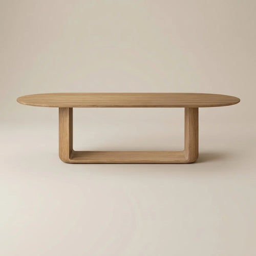 Almara Oak Oval Dining Table – natural, front view