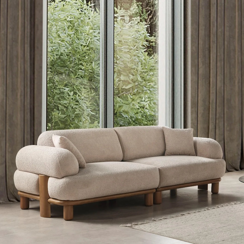 Arwin Beige 3 Seater Boucle Sofa