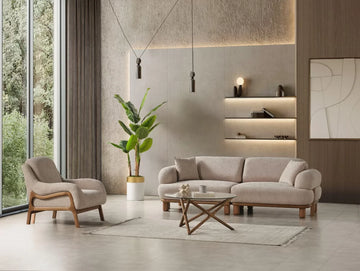 Arwin Beige 3 Seater Boucle Sofa