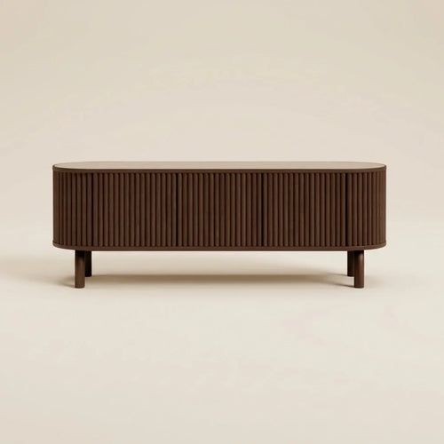 Ayla Walnut Travertine Top TV Unit – front view