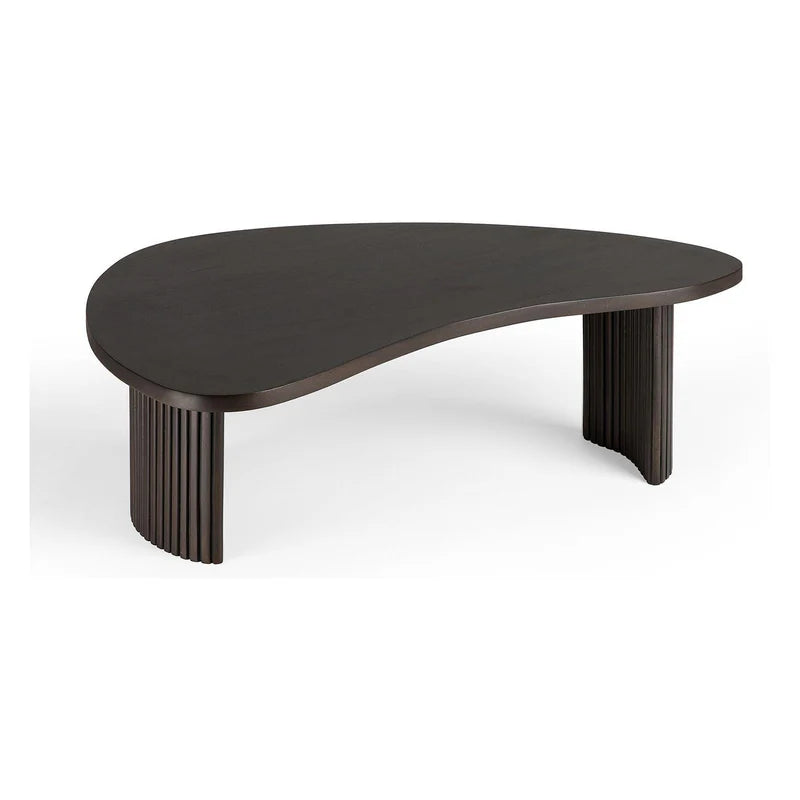 طاولة قهوة منحنية مصنوعة من الخشب العائم