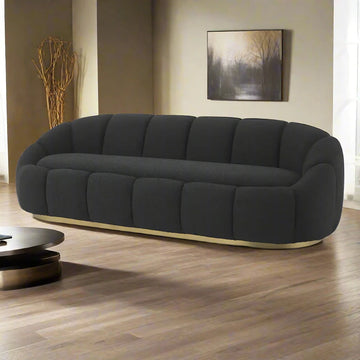 Eclipse Black 3 Seater Fabric Curved Sofa