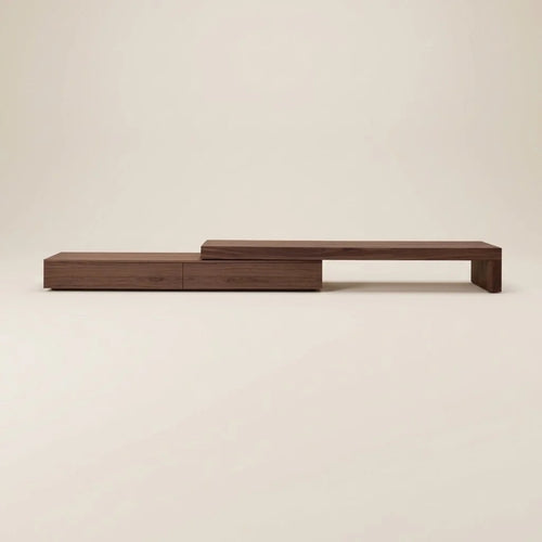 Flexispace Extendable Wooden TV Unit – walnut tone, closed