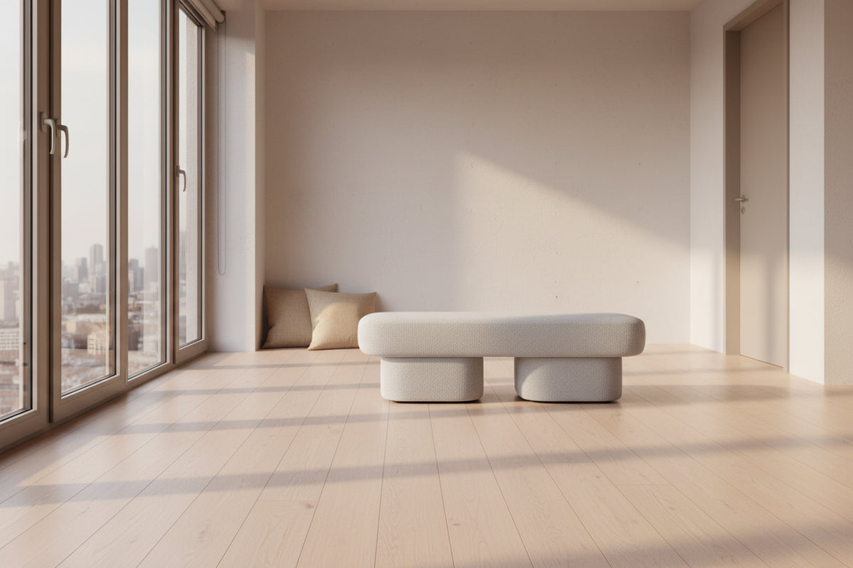 Kopitar Brown Boucle Ottoman Bench