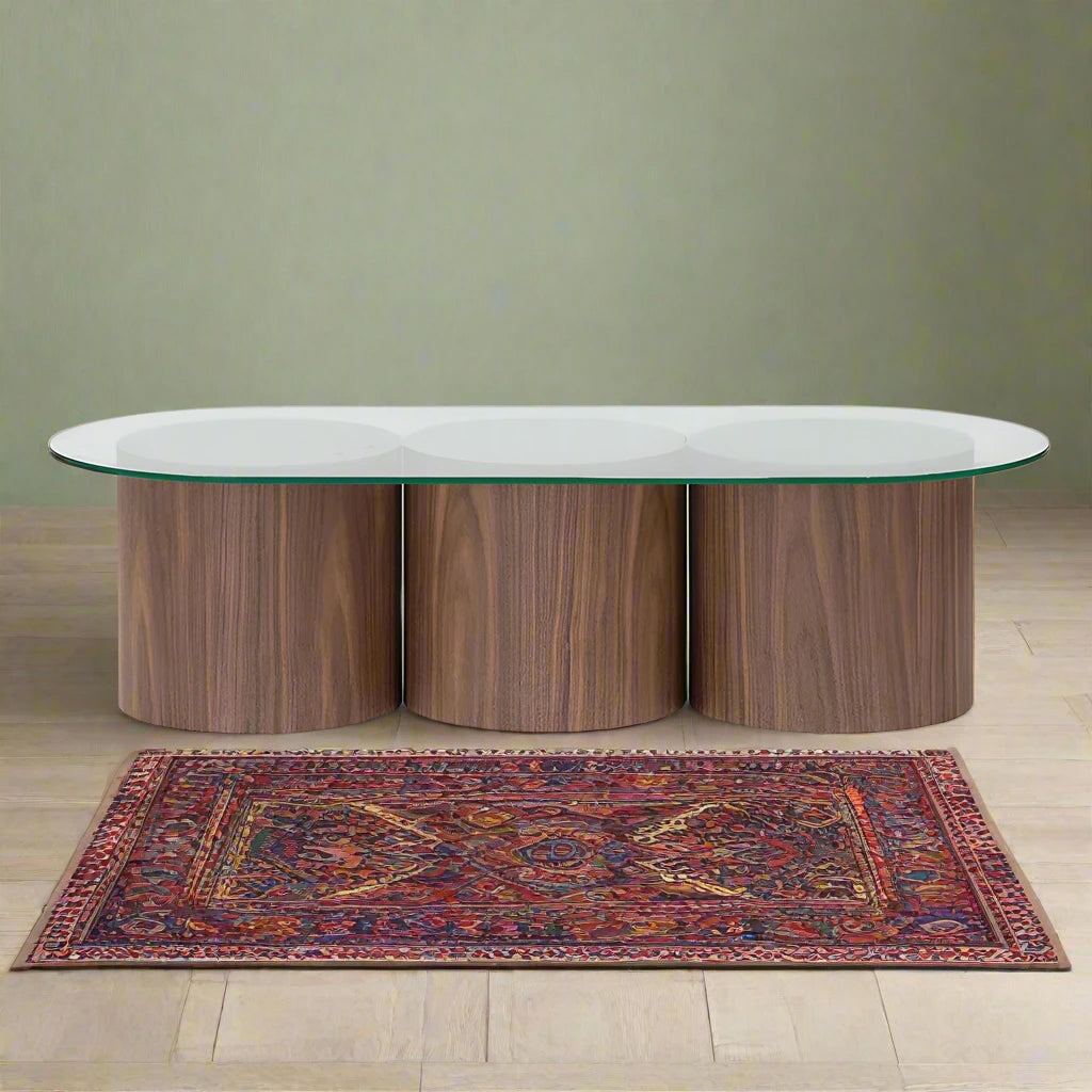 طاولة قهوة زجاجية بيضاوية من ليورا