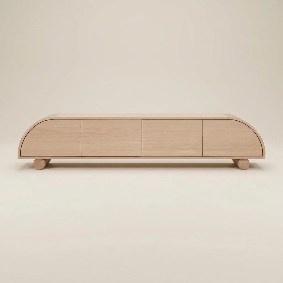 Lume Solid Wood Curved TV Unit