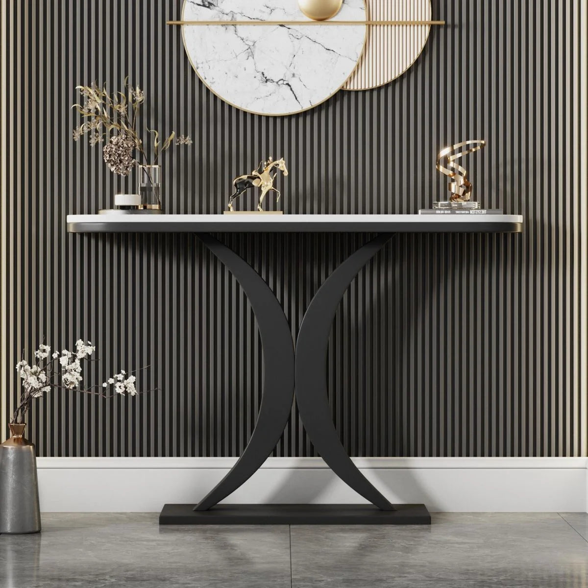 Luna Half Moon Hall Console Table