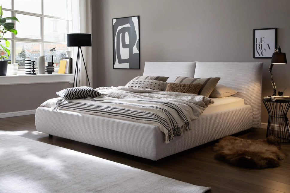Nalu White Upholstered Bed (3 Sizes)