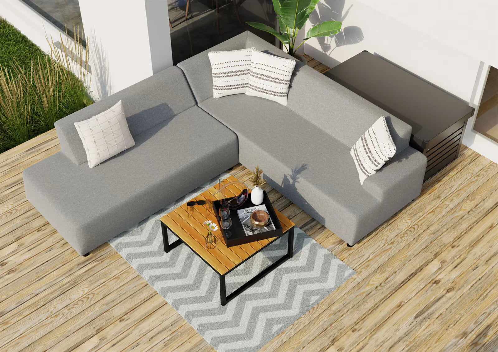 NatureNest Solid Wood Outdoor Lounge Sofa