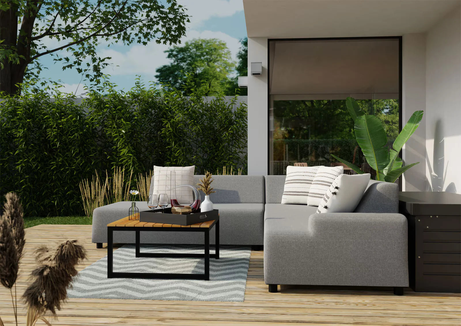 NatureNest Solid Wood Outdoor Lounge Sofa