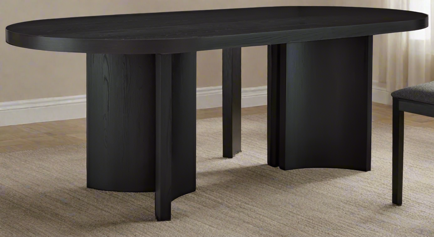 طاولة طعام بيضاوية من حجر السج