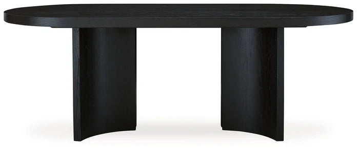 طاولة طعام بيضاوية من حجر السج