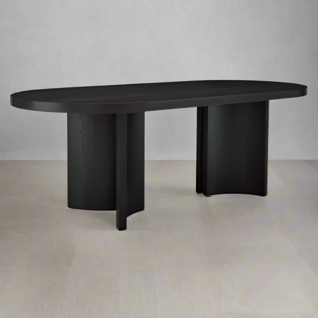 طاولة طعام بيضاوية من حجر السج