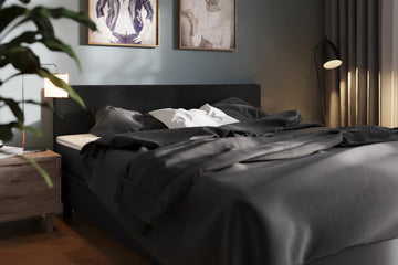 Ryvok Black Upholstered Bed (3 Sizes)