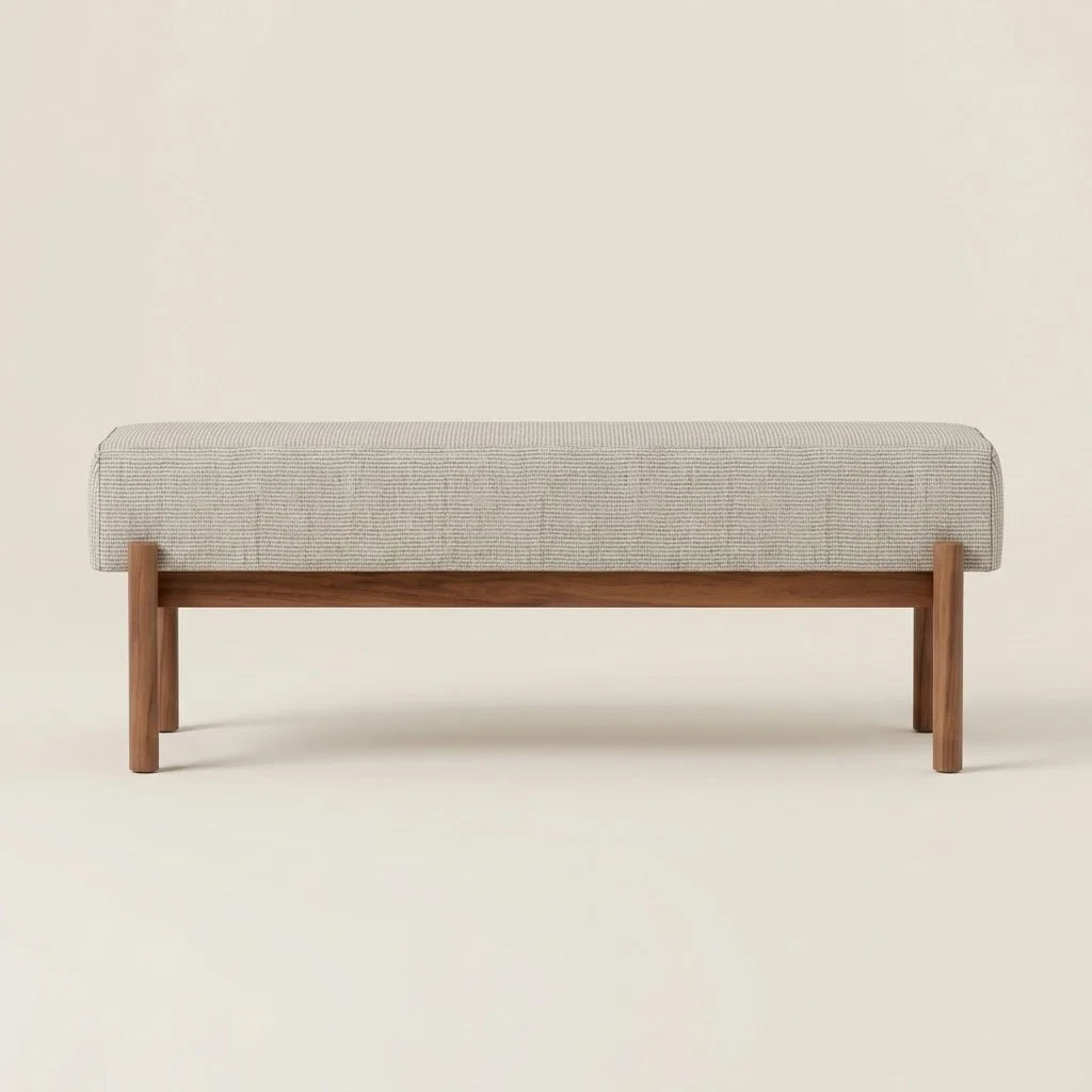 Sloane Light Grey Upholstered Bench