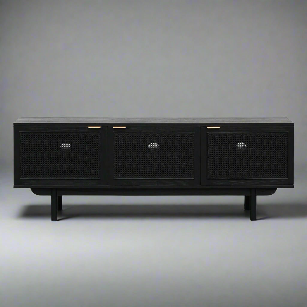 Solaro Black Rattan TV Unit