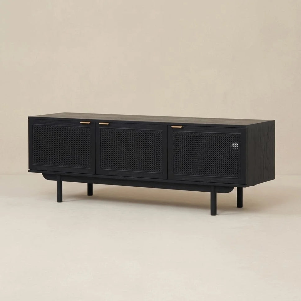 Solaro Black Rattan TV Unit