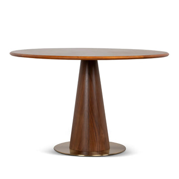 Solstice Walnut Round Dining Table with Gold Base (4 Sizes)