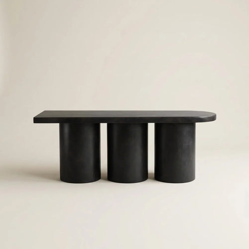 Solvi Black Wooden Bench – front view