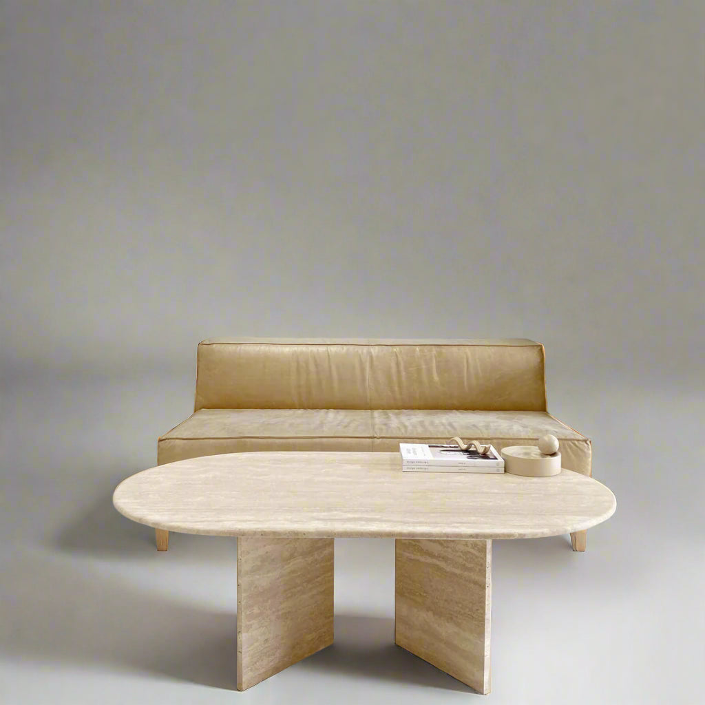 Terra Curve Travertine Coffee Table