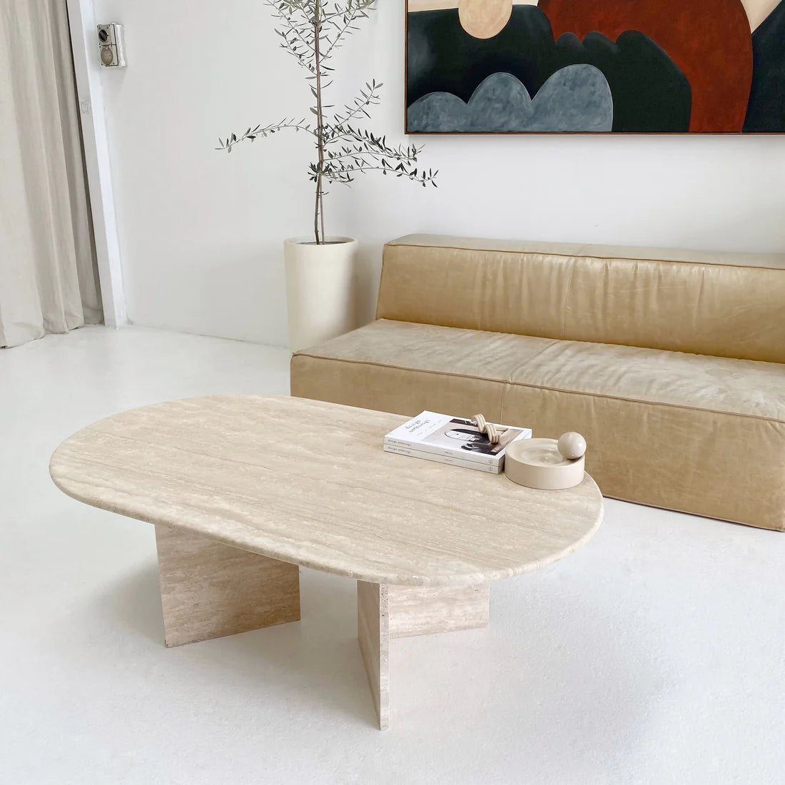 Terra Curve Travertine Coffee Table