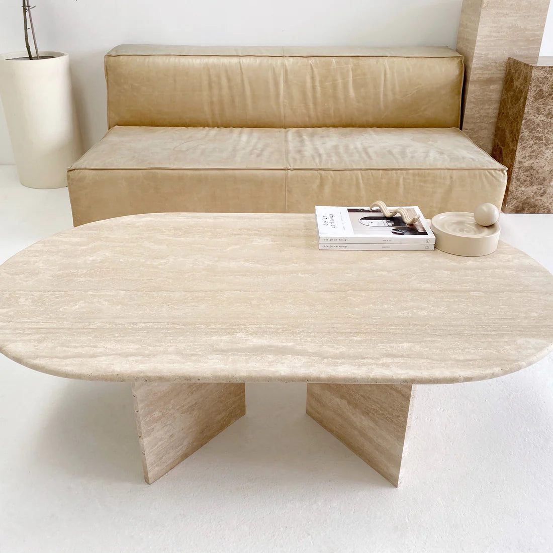 Terra Curve Travertine Coffee Table