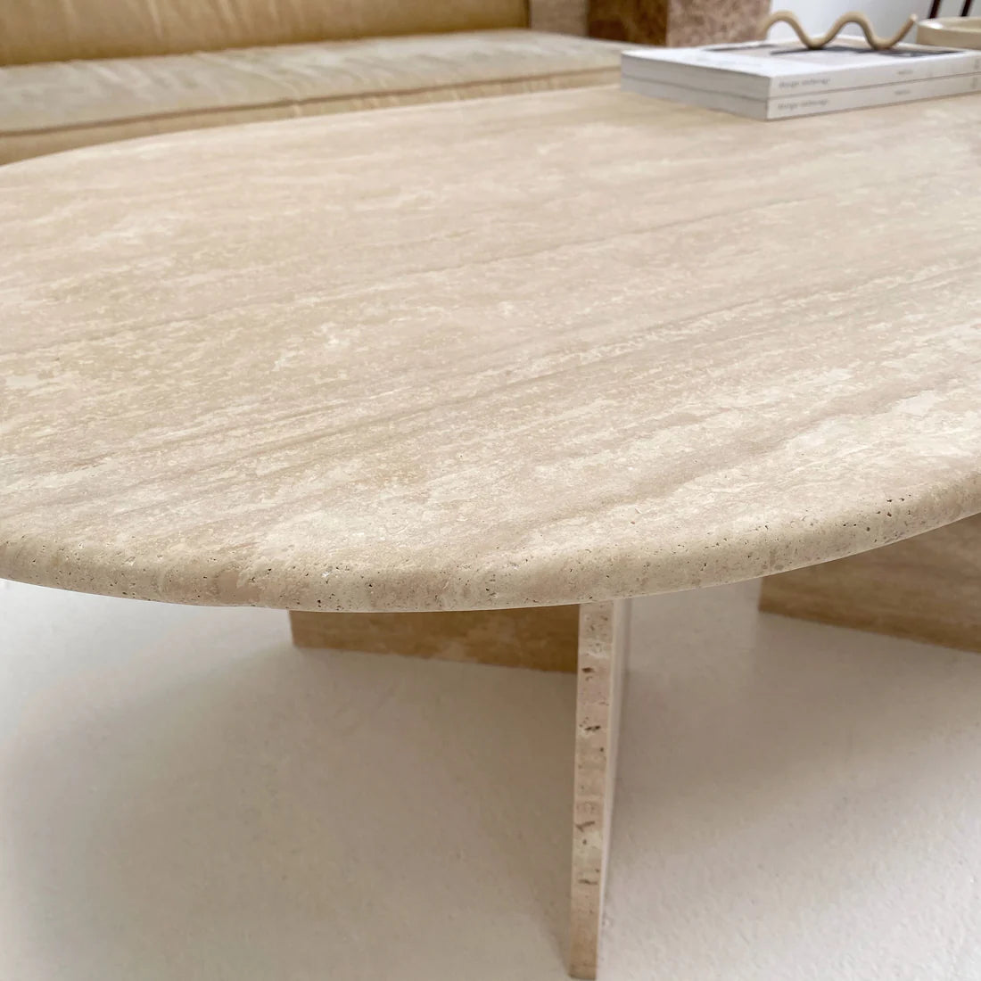 Terra Curve Travertine Coffee Table