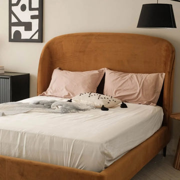 Tomtyn Burnt Orange Upholstered Bed (3 Sizes)