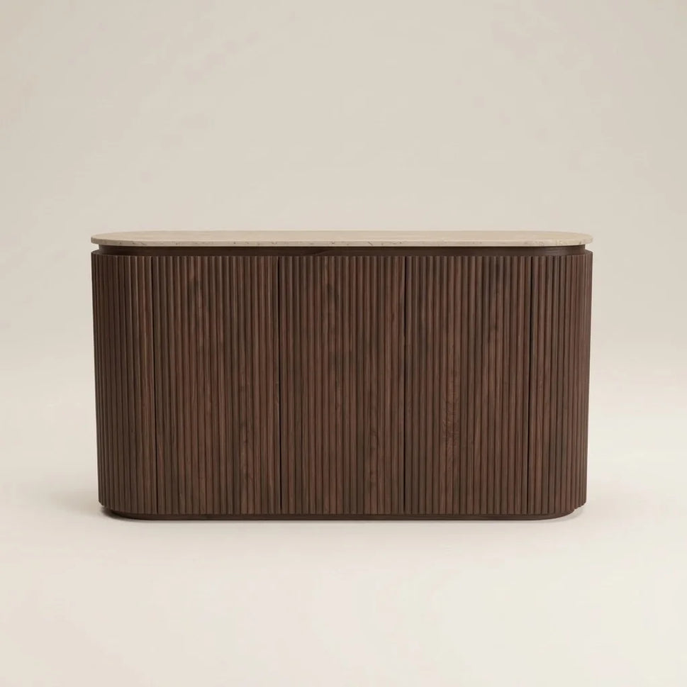 Vera Walnut Travertine Top TV Unit