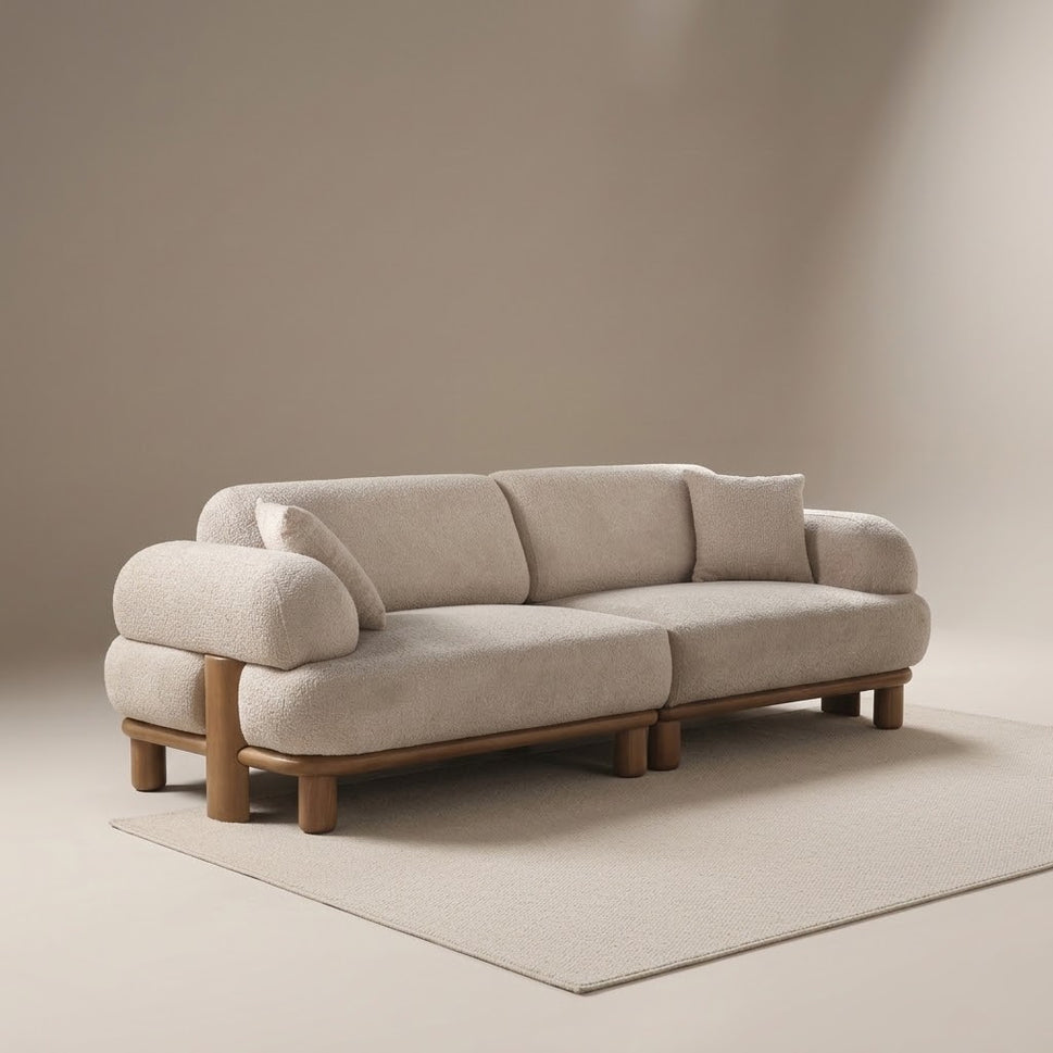 Arwin Beige 3 Seater Boucle Sofa