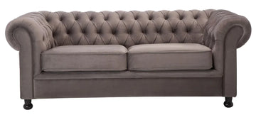 Cambridge Grey 3 Seater Velvet Chesterfield Sofa