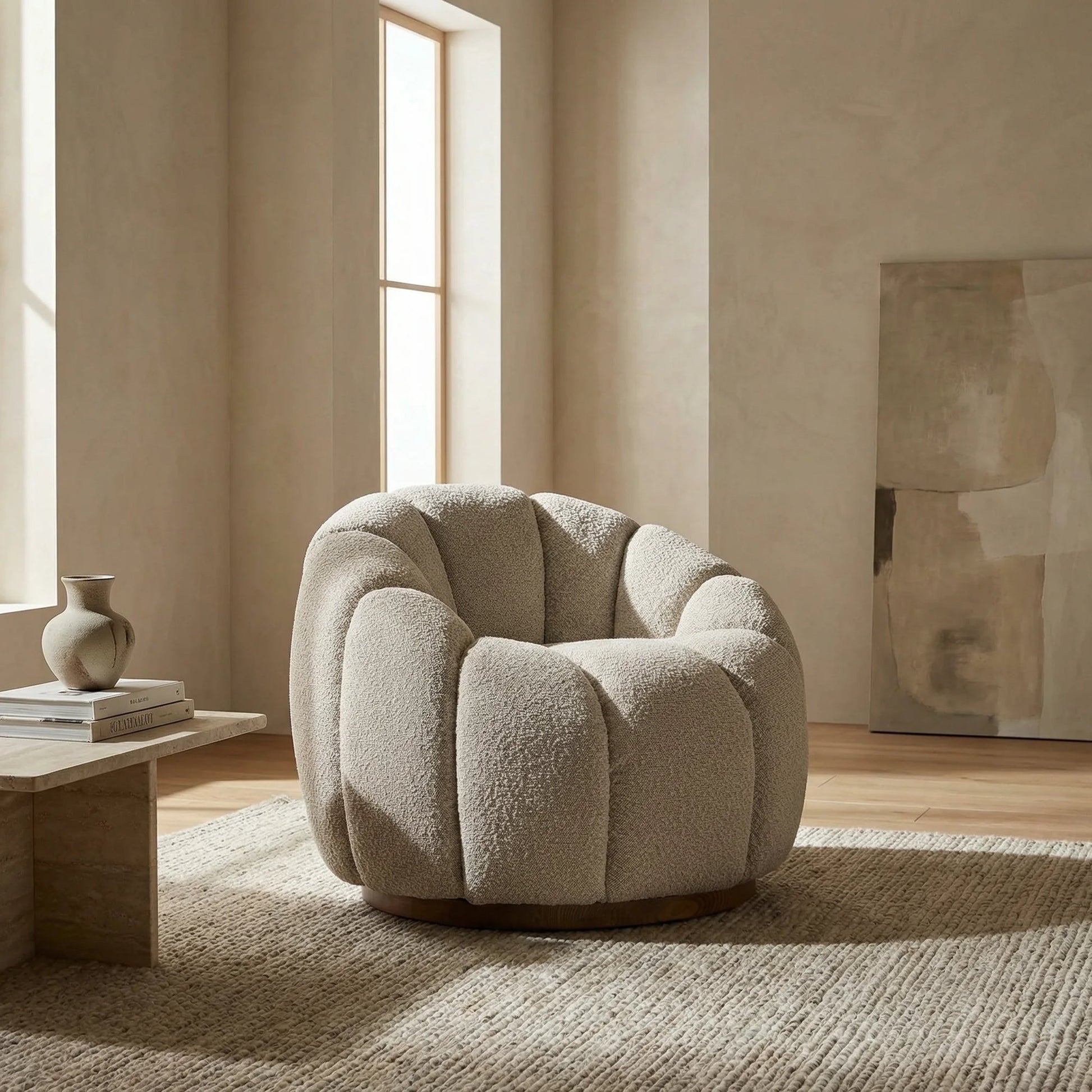 Aria Swivel Accent Chair – Cream