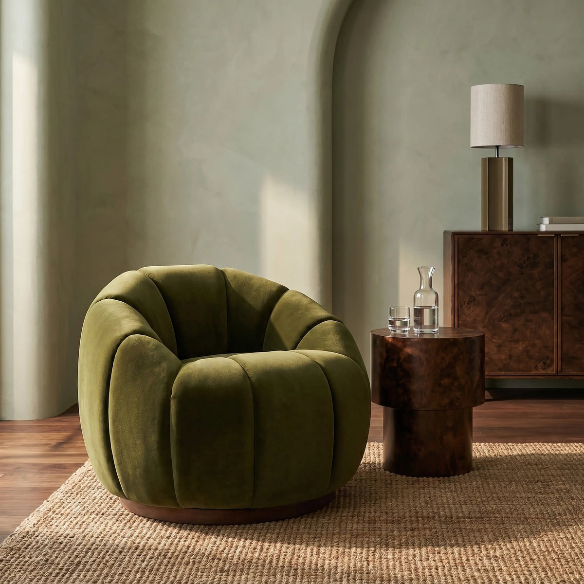 Aria Swivel Accent Chair – Green