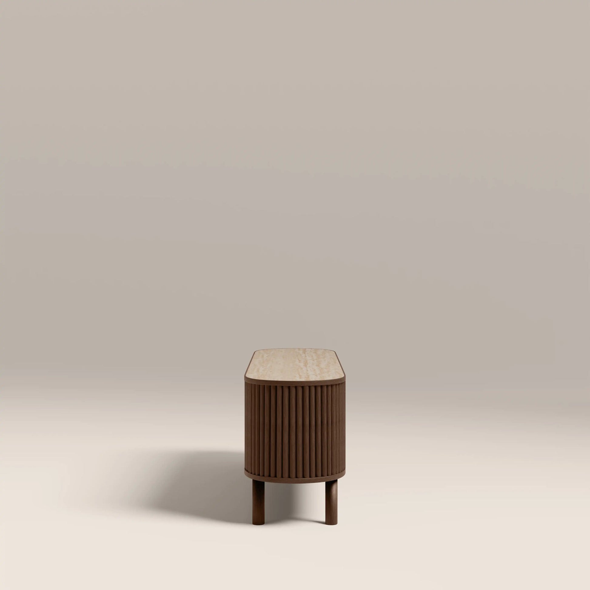Ayla 3 Door TV Unit – Walnut with Travertine Top