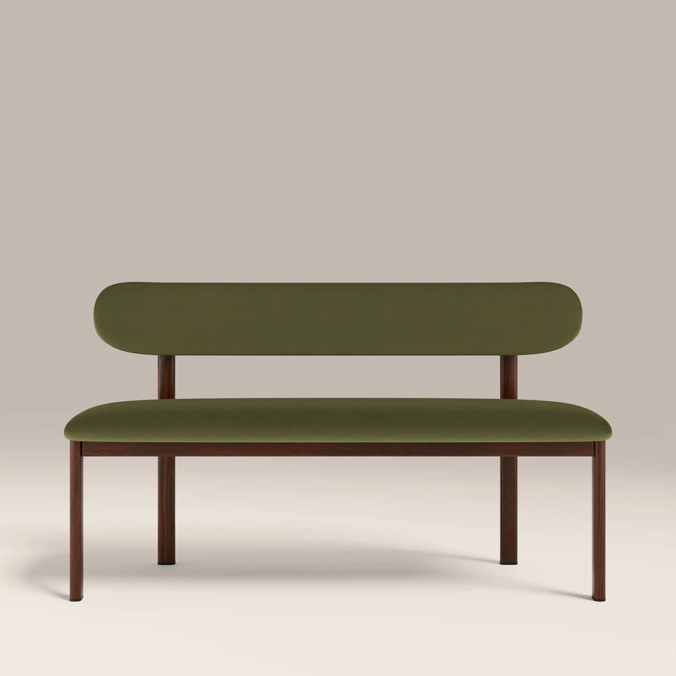 Layan Green Fabric Dining Bench