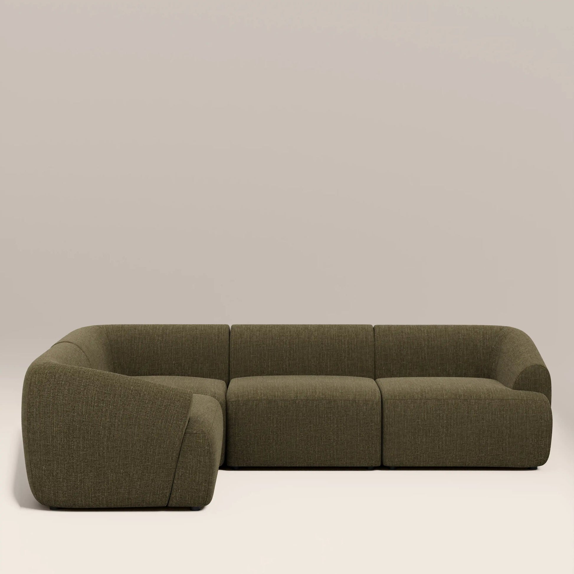 Mira L-Shape Corner Sofa – Olive Green, 3 Seater