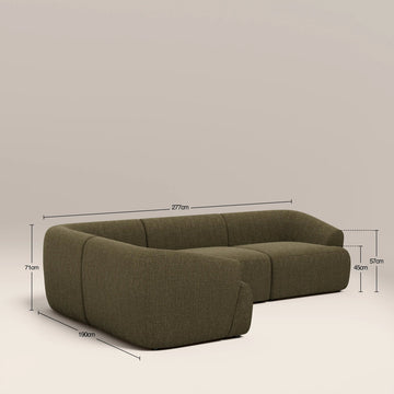 Mira Olive Green 3 Seater Fabric L-Shape Corner Sofa
