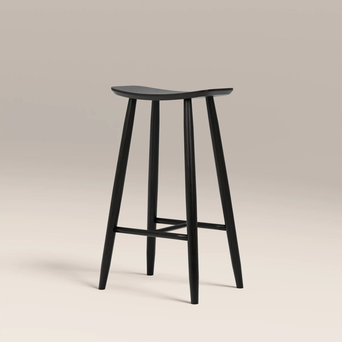 Nora Bar Stool – Black, Solid Wood