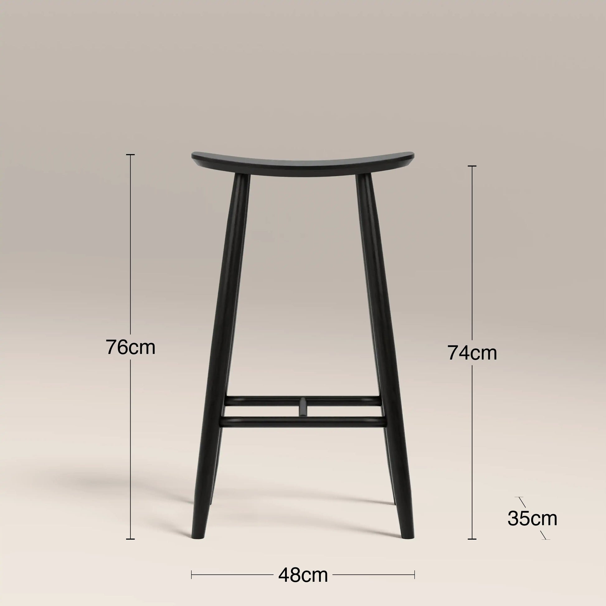 Nora Bar Stool – Black, Solid Wood