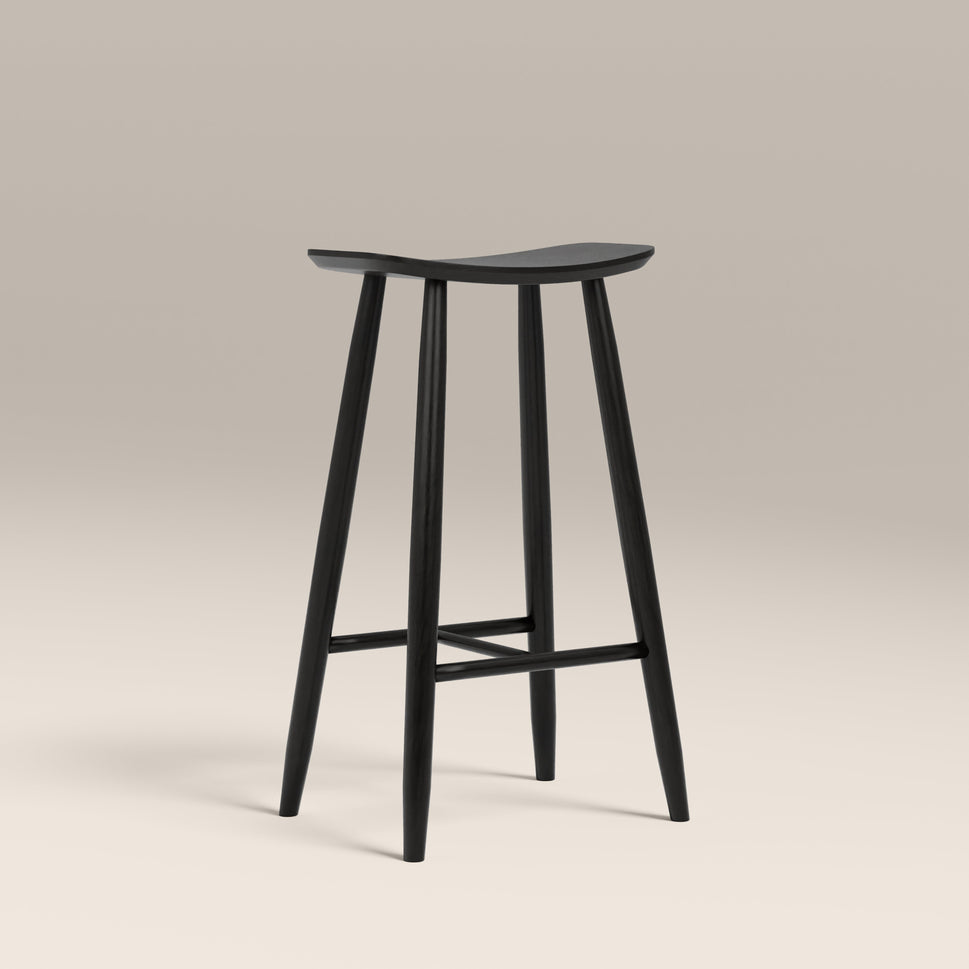 Nora Black Wooden Bar Stool