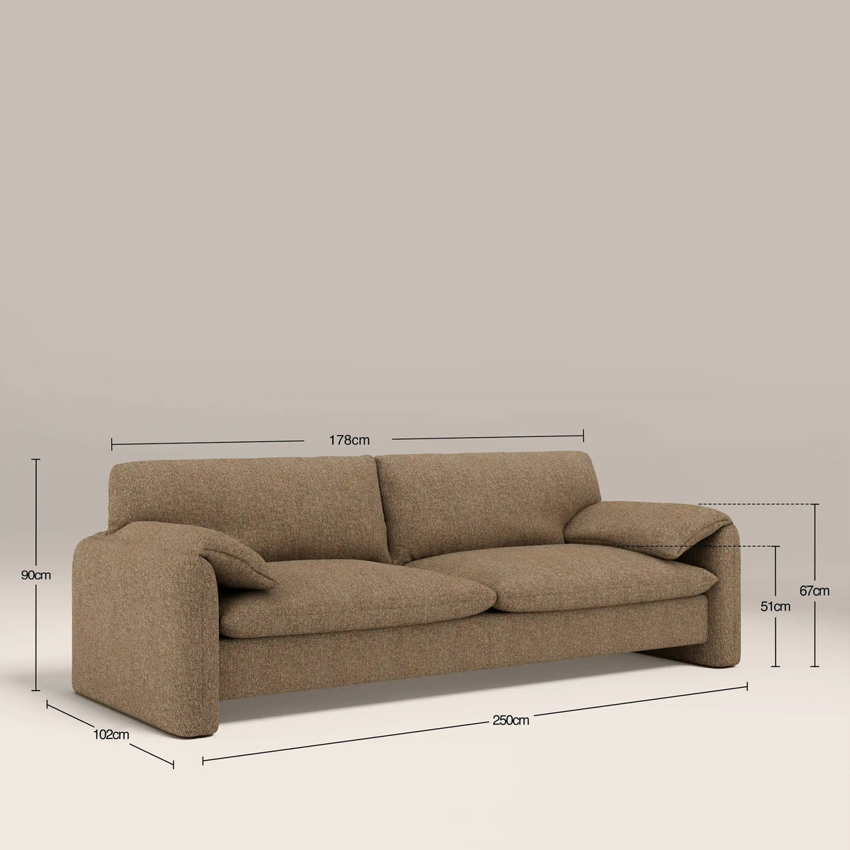 Nyla 3 Seater Sofa – Brown