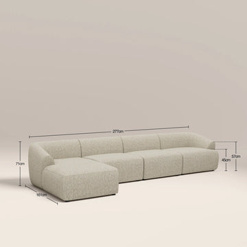 Rina Cream 4 Seater Fabric L-Shape Corner Sofa