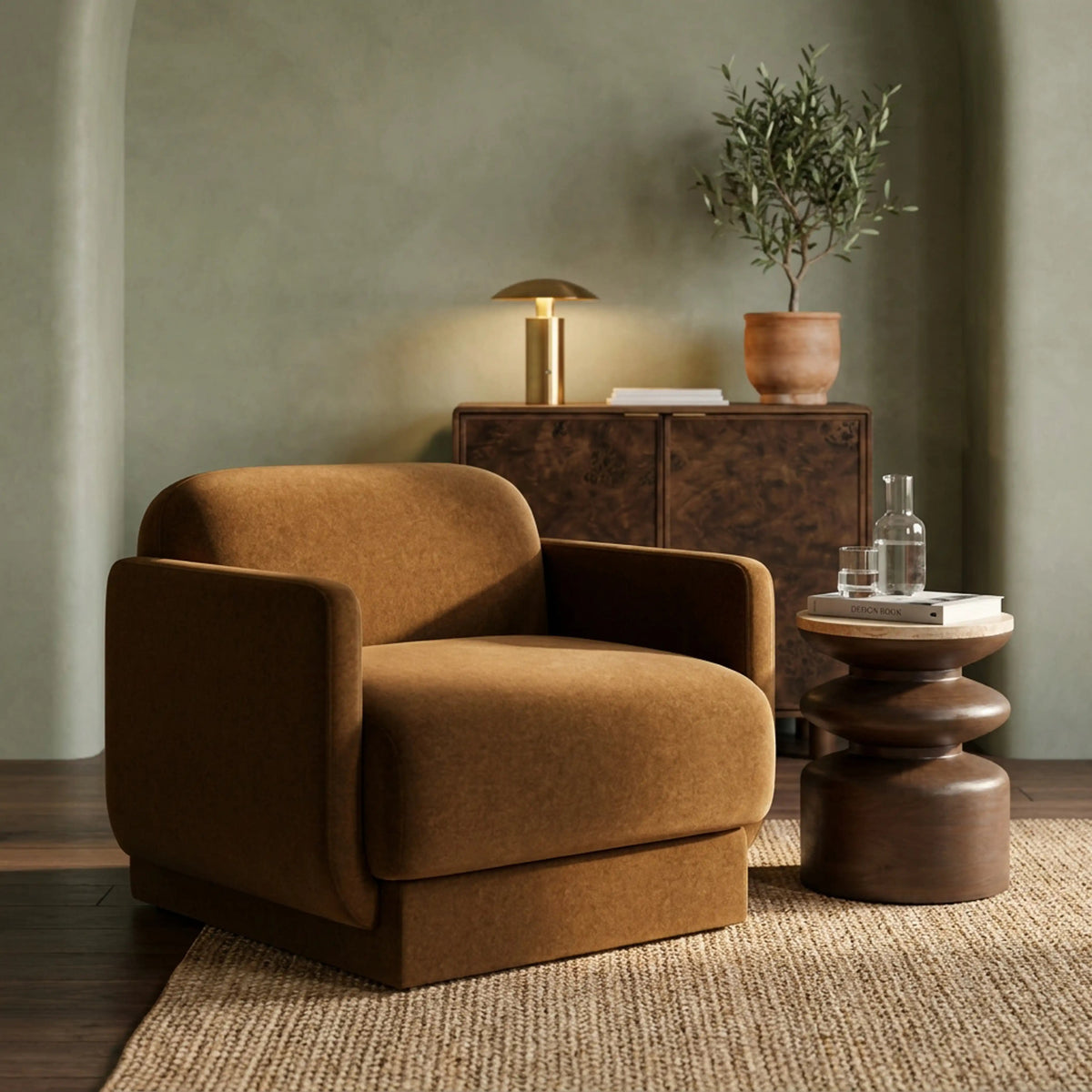 Tessa Armchair – Brown Fabric