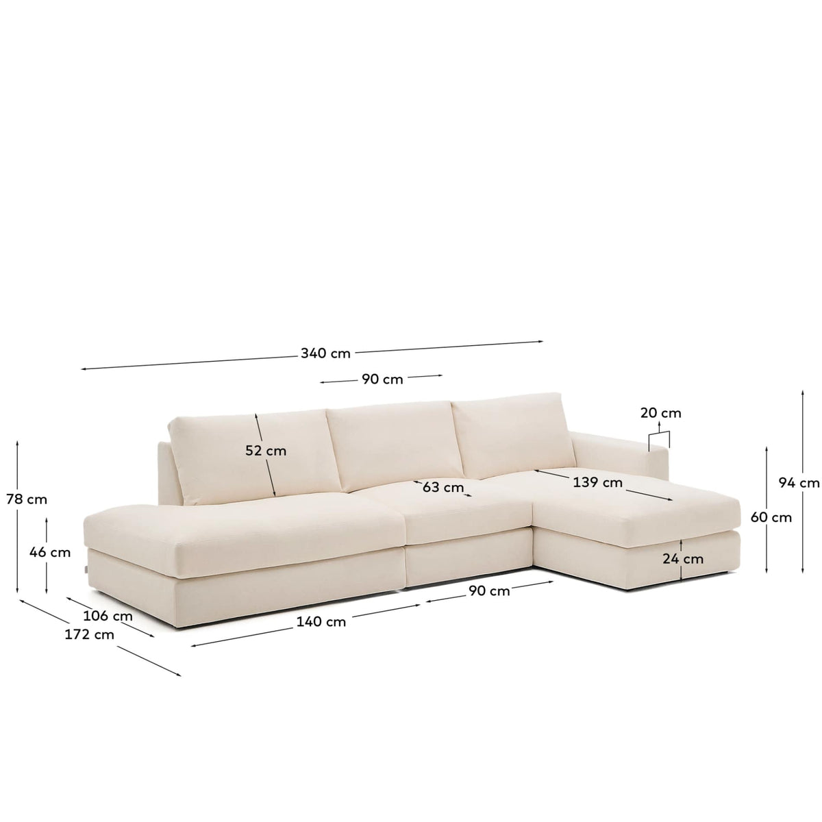 Vela L-Shape Sofa – 5 Seater
