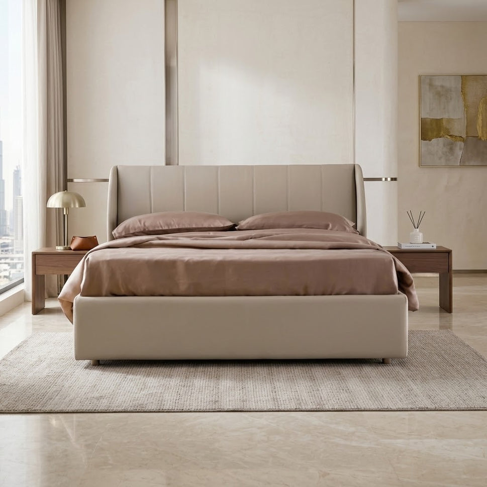 Fynel Beige Upholstered Bed (3 Sizes)