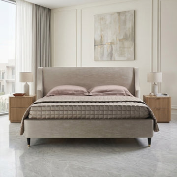 Roch Beige Upholstered Bed (3 Sizes)