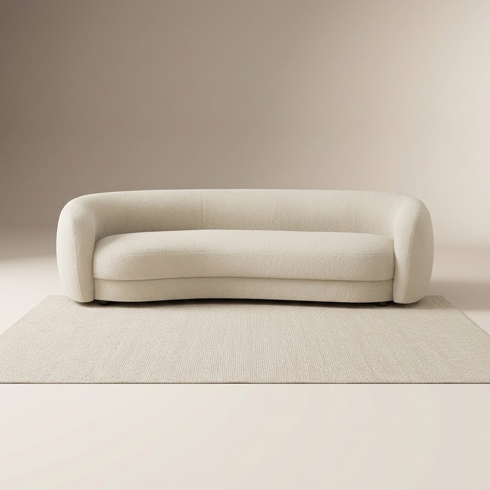 Serenity Beige 3 Seater Boucle Curved Sofa