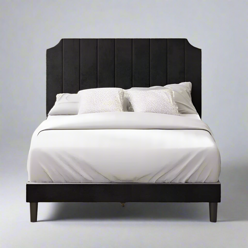 Mave Black Upholstered Bed – front view